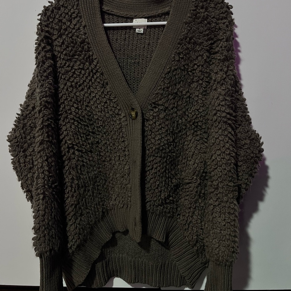 Black Textured Cardigan Sweater